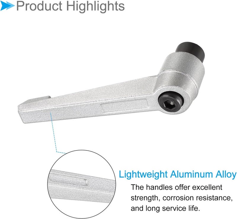 CoCud Clamping Lever Handles, M10 Female Thread 93mm Lever, Adjustable Quick Release Locking Rotating Knobs Silver Tone - (Applications: for Lathe Machinery), 2-Pieces - Image 4